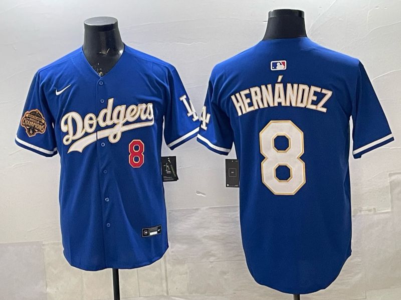 Men Los Angeles Dodgers #8 Hernandez Blue Gold 2026 Nike Game MLB Jersey 004->los angeles dodgers->MLB Jersey